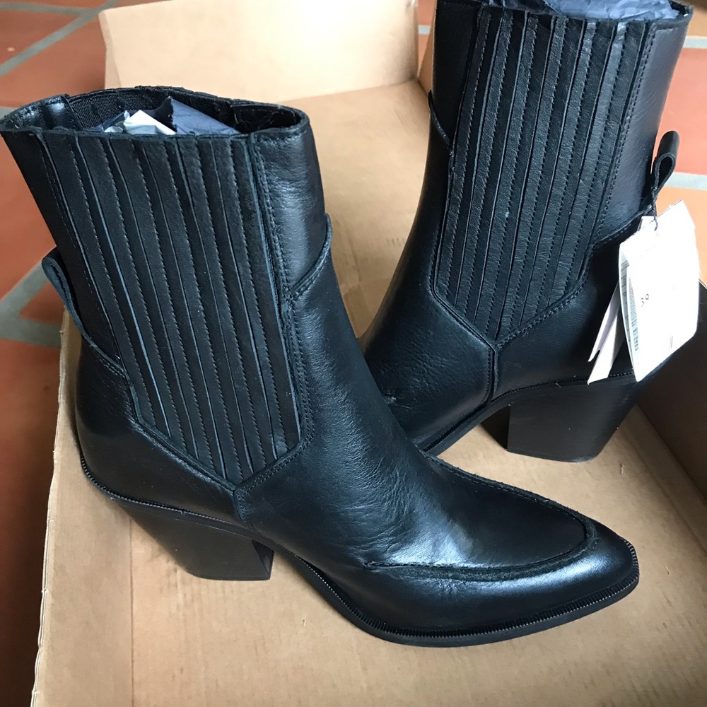 NWT Mango black leather cowboy style boots - Picture 5 of 8